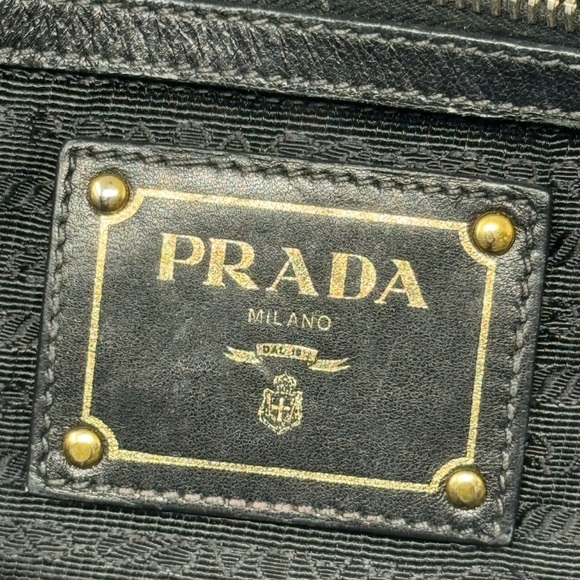 Prada Tessuto Gaufre Nylon Black Satchel Bag – Pleated, Leather Trim - Picture 10 of 13